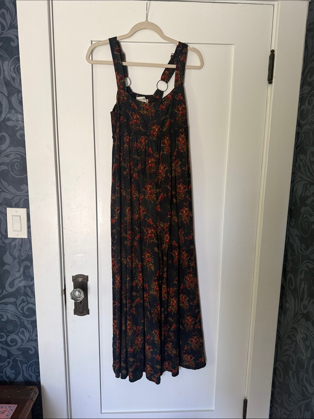 NATURAL LIFE Navy Gabi Jumpsuit with Orange Floral Print - Picture 4 of 6